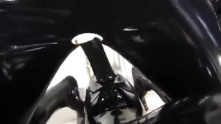 Lesbian Mastubed Latex Catsuit Strapon