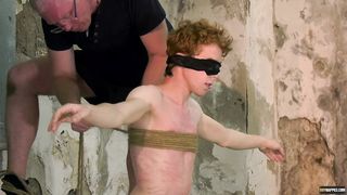 Gorgeous Ginger sub Tied up for BDSM Jerk off Session