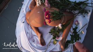 Bondage on the Balcony! Hard Sex and Flower Slaps - Amateur Couple LeoLulu