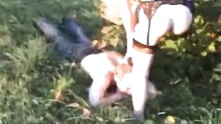 Russian Mistress Trampling in the Park