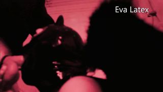 Eva Latex in Haloween Dark Angel Sucked Big Cock in Bathroom Deep Ebony Mature MILF Red Light Latex