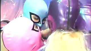 Lucky Guy Fucks 3 Latex Girls in Ass then Cums on their Face