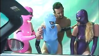 Lucky Guy Fucks 3 Latex Girls in Ass then Cums on their Face