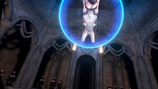 3D VR SFM Bondage Huge Tits Latex Mistress Sucks off Slave twice with Double Oral Creampie