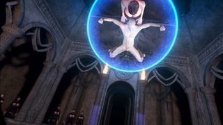 3D VR SFM Bondage Huge Tits Latex Mistress Sucks off Slave twice with Double Oral Creampie