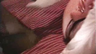 Brunette in White Thigh High Boots Fucks Girl with a Strapon