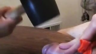 Interracial BBW Femdom Ball Busting CBT Punching Pathetic White Balls Pounding W/ Huge 2lb Mallet